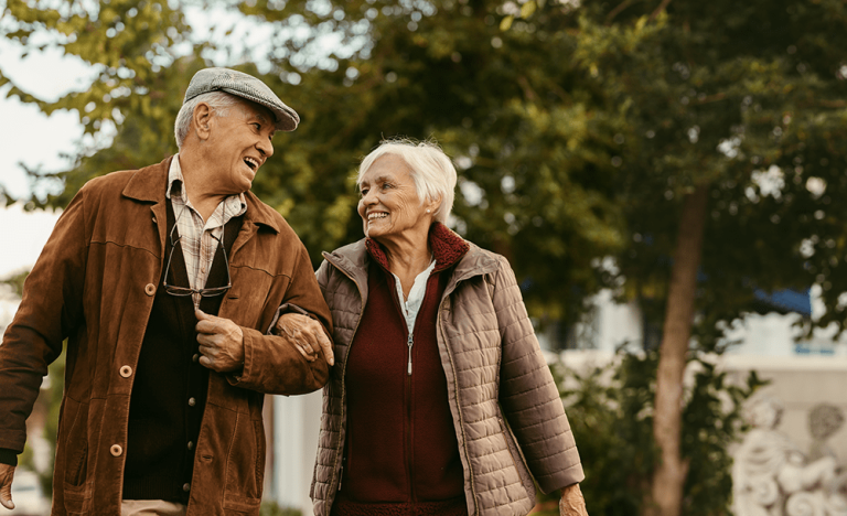 Old couple enjoying retirement